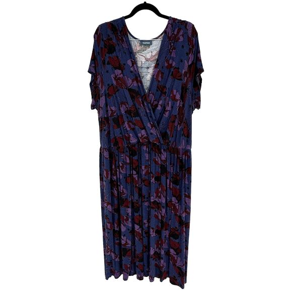 Modcloth Womens Midi Dress Size 4X Jersey Knit Stretchy Floral Office Casual - Picture 1 of 8